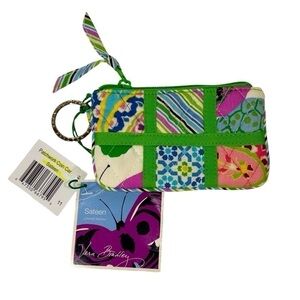 Vera Bradley Coin Case Patchwork “Limited Edition” Sateen Green/Pink/Blue NWT